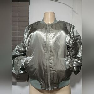 Forever 21 Shiny Silver Bomber Jacket
